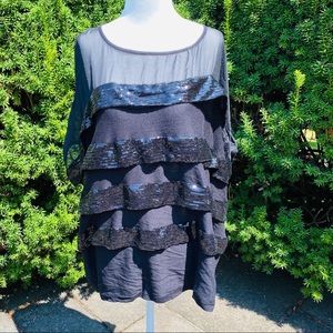 Black Sequined Flowy Top**Med $228